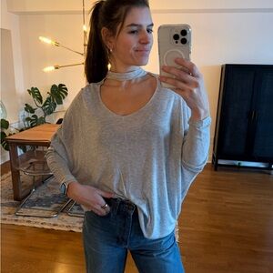 Urban Outfitters Light Gray Choker Long Sleeve Top
